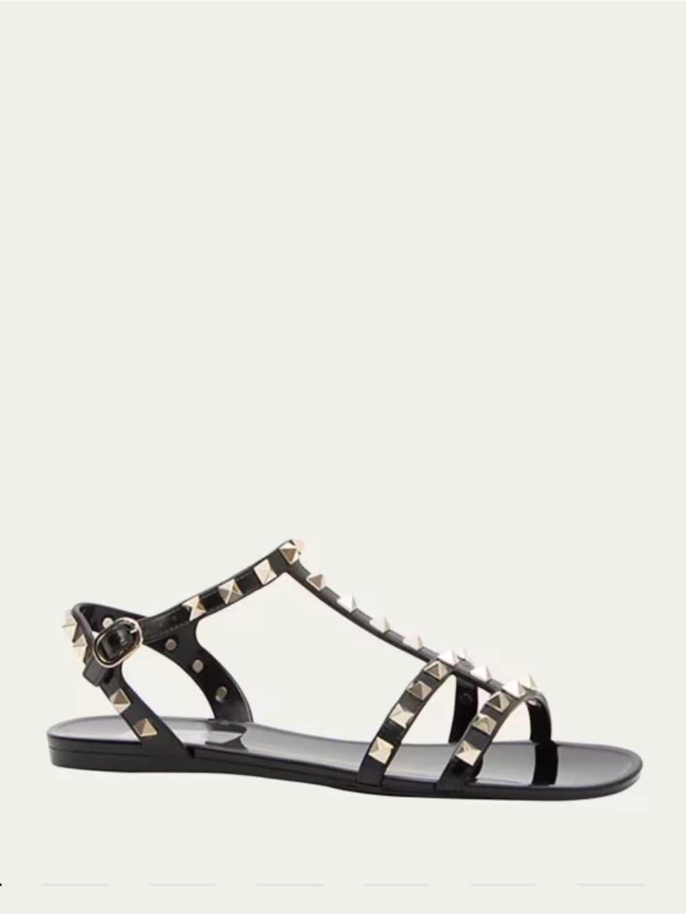 Valentino Black Rockstud Gladiator Jelly Flat
